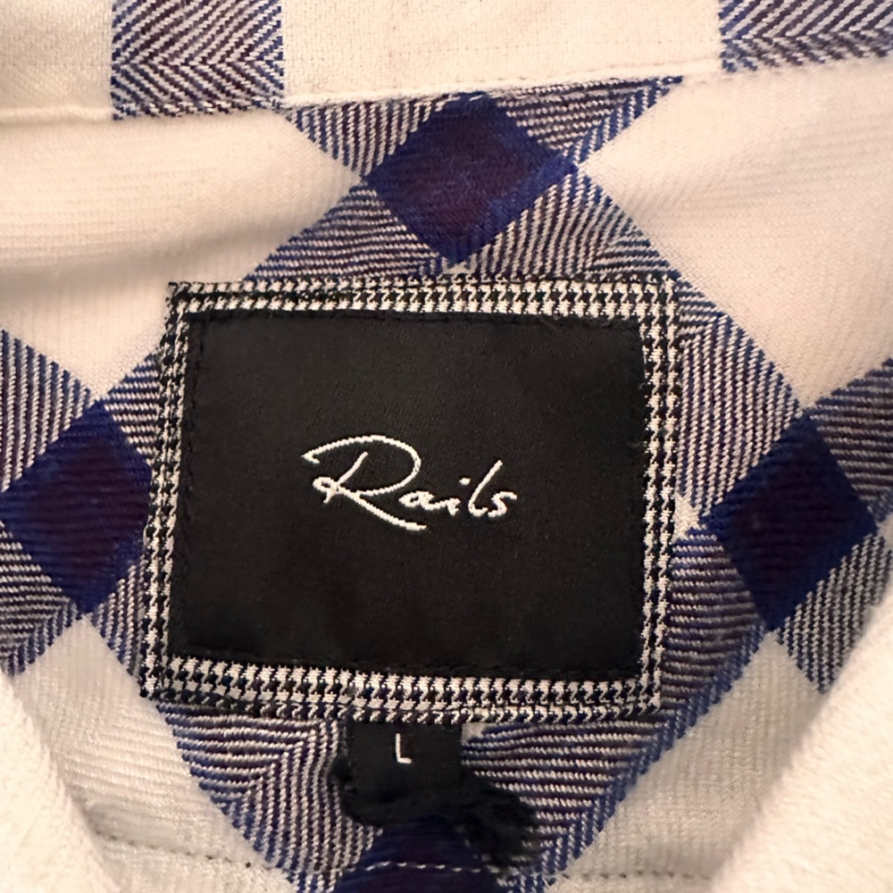 Rails Blue And White Button Down, Size Large - image 3